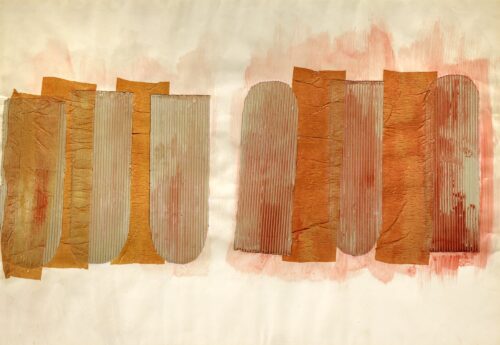 1960<br> Collage n.6<br> collage di carte povere e tempera su carta<br>cm 70x100