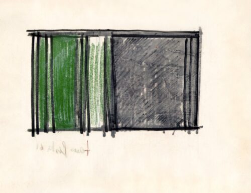 1961<br> pennarello e pastelli acquarellati su carta<br>cm 22x28