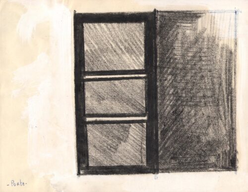 1961<br>' Porta '<br>tempera e pastelli su carta<br>cm 24x34