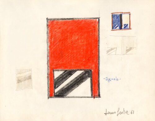 1961<br>Segnale<br>grafite e pastelli su carta<br>cm 22x28