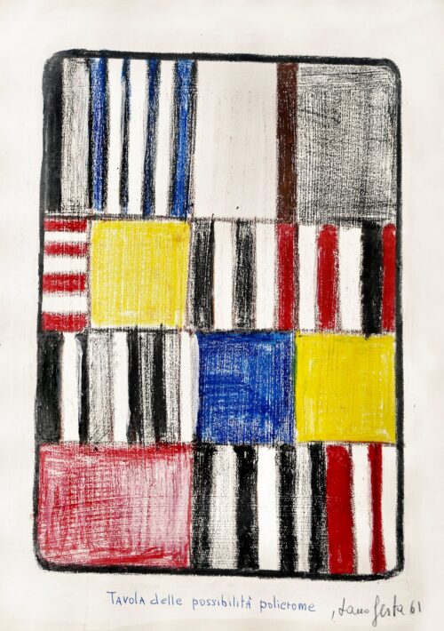 1961<br>Tavola delle possibilità policrome<br>pastelli su carta<br>cm 34x24