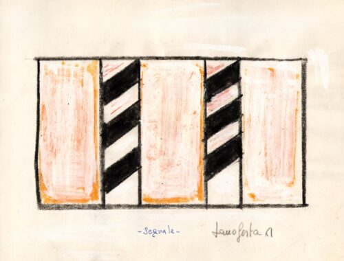 1961<br>Segnale<br> tempera e pastelli su carta<br>cm 22x28
