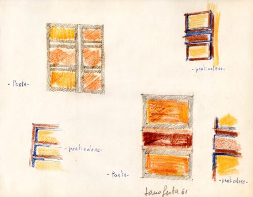 1961<br>penna e pastelli su carta<br>cm 24x34