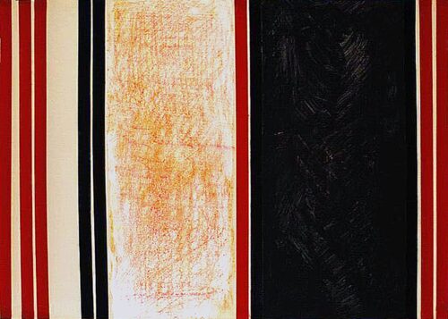 1961<br>Collage 15 N.7<br> nastro adesivo, tempera, pastelli su carta<br> cm 50x70