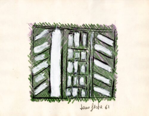 1961<br>tempera, pastelli, china su carta<br>cm 22x28