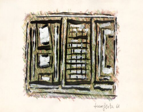 1961<br>tempera, pastelli, china su carta<br>cm 22x28