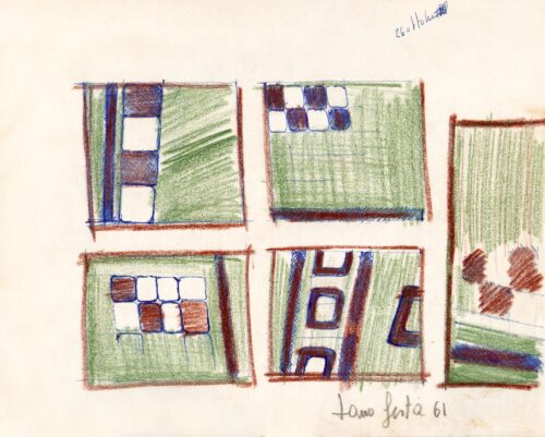 1961 26 Ottobre<br>penna e pastelli su carta<br>cm 22x28