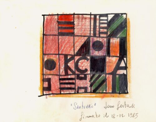 1961<br>Santuario<br>pennarello e pastelli su carta<br>cm 22x28