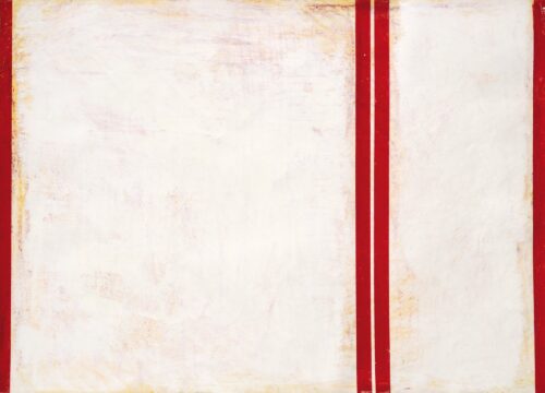 1961<br>15 N.11<br> nastro adesivo e tempera su carta<br> cm 50x70