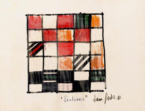 1961<br>Santuario<br>pennarello, tempera, pastelli su carta<br>cm 22x28