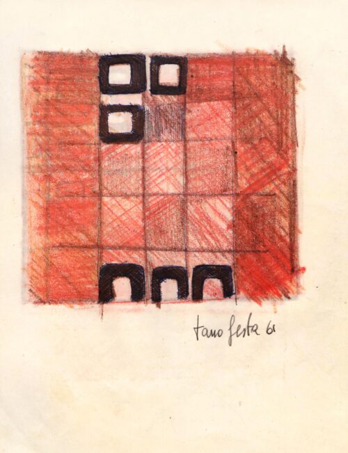 1961<br>grafite, tempera, pastelli su carta<br>cm 28x22