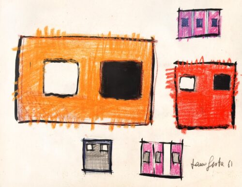 1961<br>penna, china, pastelli su carta<br>cm 24x34