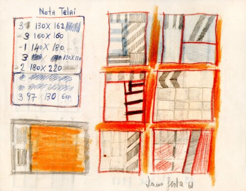 1961<br>grafite, penna, pastelli su carta<br>cm 24x34