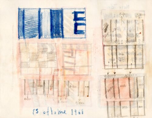 1961 23 ottobre<br>grafite e pastelli su carta<br>cm 24x34