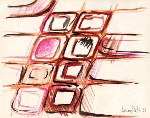 1961<br>pastelli e china su carta<br>cm 22x28