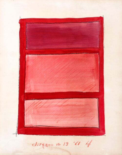 1961<br>Disegno n.13<br>tempera e pastelli acquarellati su carta<br>cm 60x47