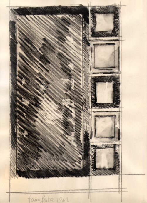 1962<br> grafite e pastelli acquarellati su carta<br>cm 33x23