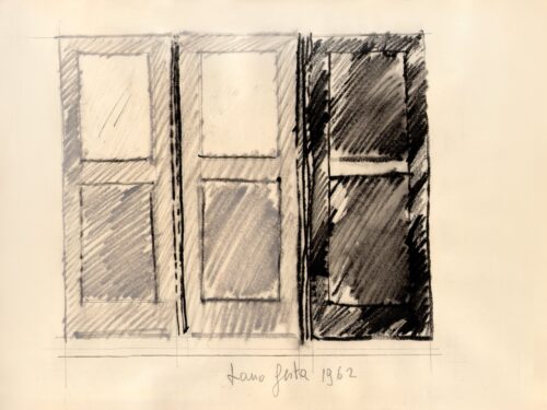 1962<br> grafite e pastelli acquarellati su carta<br>cm 23x33