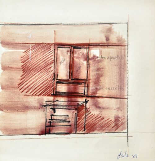 1962<br>grafite e pastelli acquarellati su carta<br>cm 21x22