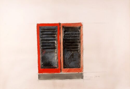 1962<br>' Studio per persiana ' <br>grafite, tempera, pastelli acquarellati su carta<br>cm 70x100