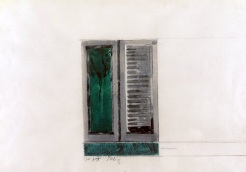 1962<br>' Studio per persiana '<br>grafite, tempera, pastelli acquarellati su carta<br>cm 70x100