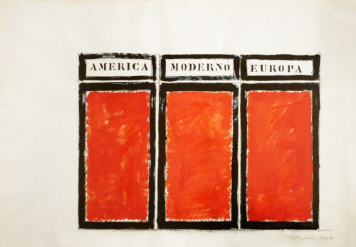 1962<br>Studio per Planche<br> tecnica mista su carta<br>cm 100x70