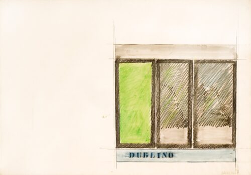 1962<br>Dublino n.36<br>grafite e pastelli acquarellati su carta<br>cm 70x100