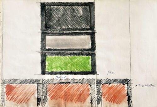 1962<br>Dublinese<br>grafite e pastelli acquarellati su carta<br>cm 32x47