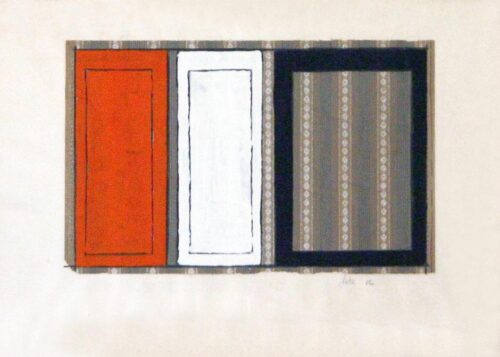 1962<br>pastello, smalto, collage su carta<br>cm 50x70