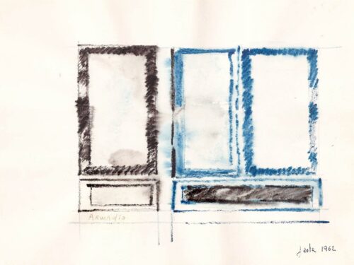 1962<br>grafite e pastelli acquarellati su carta<br>cm 20x27