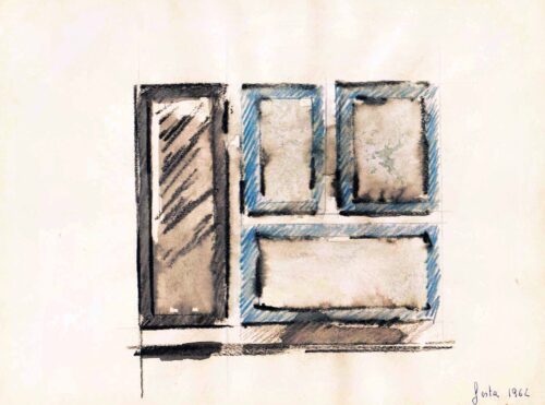 1962<br>grafite e pastelli acquarellati su carta<br>cm 20x27