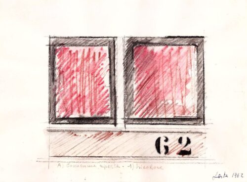 1962<br>grafite e pastelli acquarellati su carta<br>cm 20x27