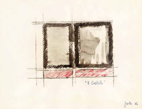 1962<br>grafite e pastelli acquarellati su carta<br>cm 20x27