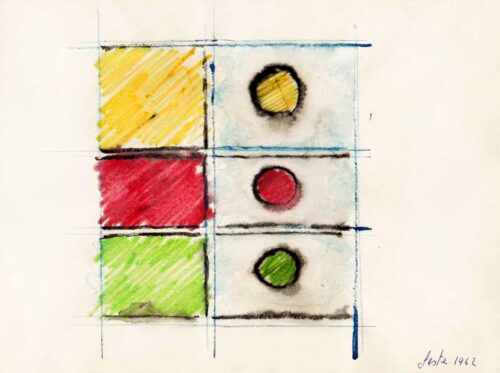 1962<br>grafite e pastelli acquarellati su carta<br>cm 20x27