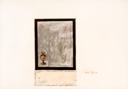 1962<br>Specchio<br>collage fotografico, grafite, pastello, smalto su carta<br>cm 70x100