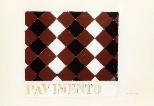 1963 12 marzo<br>Pavimento<br>grafite, tempera, smalto su carta<br>cm 50x70