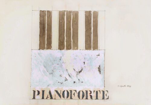 1963 11 aprile<br>'Pianoforte'<br> tecnica mista su carta<br> cm 50x70