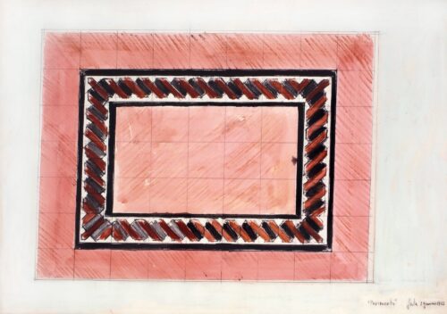 1963 2 gennaio<br>Pavimento<br>grafite e pastelli acquarellati su carta<br>cm 70x100