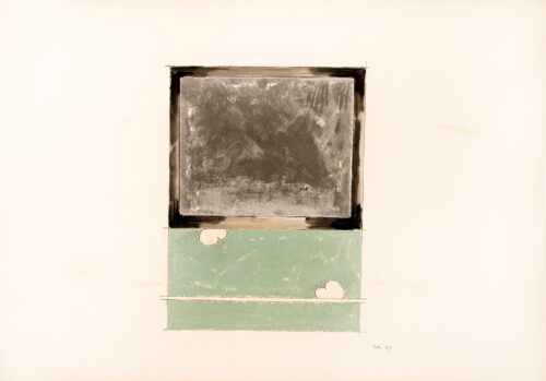 1963<br>grafite, tempera, smalto su carta<br>cm 70x100