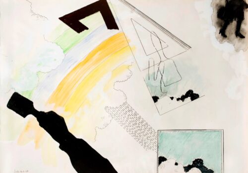 1965 14-1<br>grafite, smalto, pastelli acquarellati su carta<br>cm 70x100