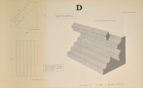 1968<br>D La casa 4 elemento, Mobile<br>disegno tecnico fatto eseguire dall'artista<br>cm 51x82