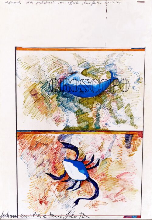 1970 27-9<br>Oroscopo, Emila e Tano Festa<br>pennarelli su carta<br>cm 100x70