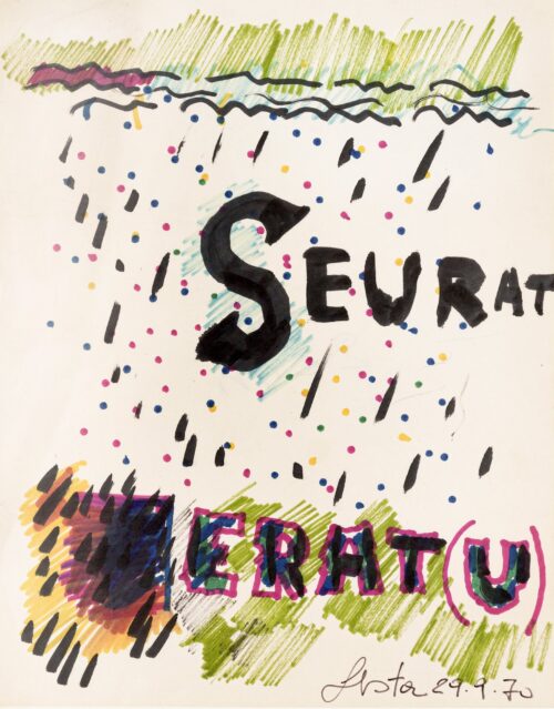 1970 29-9<br>Seurat Erat(u)<br>pennarelli su carta<br>cm 28x20