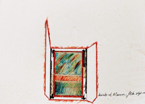 1970 18 luglio<br>Dedicato ad Almorina<br>pennarelli su carta<br> cm 70x100