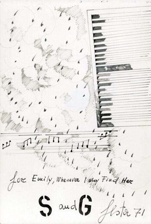 1971<br>S and G, for Emily,Whenever I may Find Her<br>pennarelli su carta<br>cm 70x100