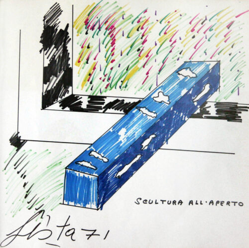 1971<br>Scultura all'aperto<br>pennarelli su carta<br>cm 50x50
