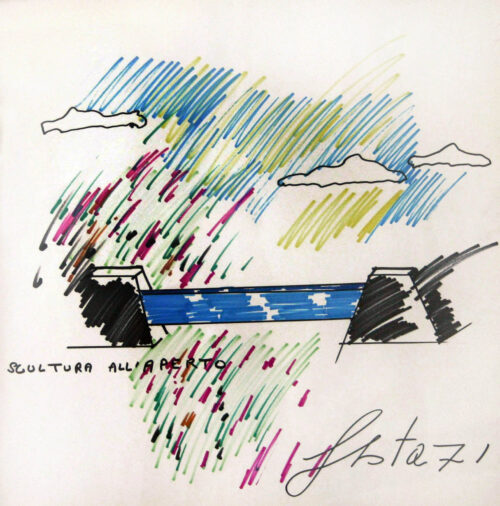 1971<br>Scultura all'aperto<br>pennarelli su carta<br>cm 50x50