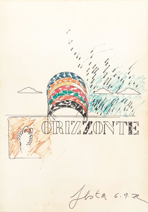 1972 6-9<br>Orizzonte<br>pennarelli su carta<br>cm 100x70