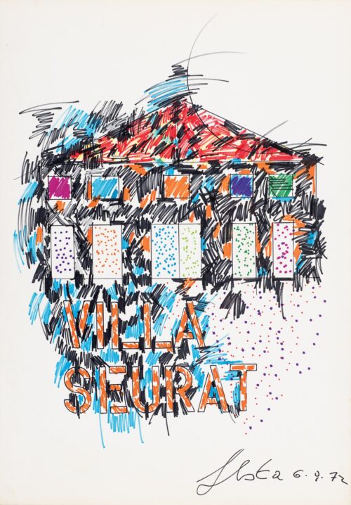 1972 6-9<br> Villa Seurat<br>pennarelli su carta<br>cm 100x70