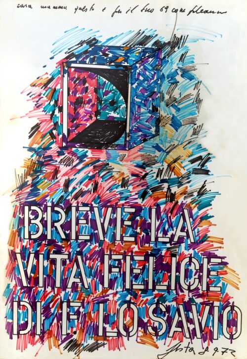 1972 8-9<br>Breve la vita felice di F. Lo Savio<br>pennarelli su carta<br>cm 100x70